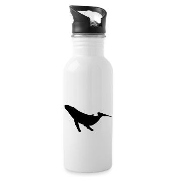 Wal Wal Silhouette Schatten Shadow1 - Trinkflasche mit integriertem Trinkhalm - Weiß - Rechts