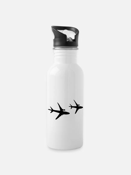 Flugschirm - Trinkflasche mit integriertem Trinkhalm - Weiß