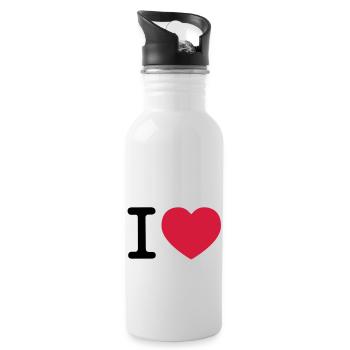 i love - Trinkflasche mit integriertem Trinkhalm - Weiß - Rechts