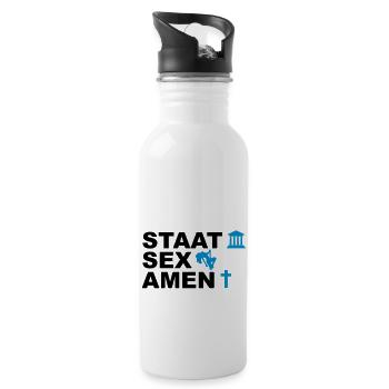 Staatsexamen / Staat Sex Amen - Trinkflasche mit integriertem Trinkhalm - Weiß - Rechts