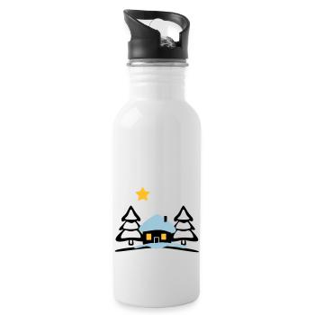 christmas house at North Pole - Water bottle with straw - white - Right