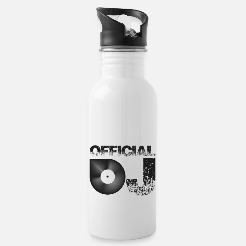 Official DJ - Trinkflasche mit integriertem Trinkhalm - Weiß