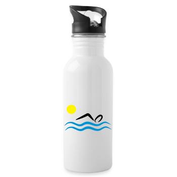 open water swimming - Water bottle with straw - white - Right