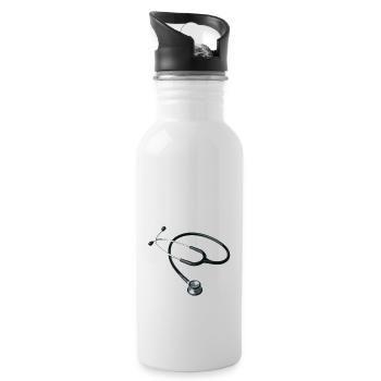 stethoscope doctor - Water bottle with straw - white - Right