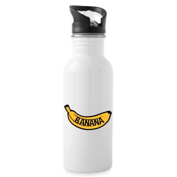 banana text logo obst banane lecker gesund essen b - Trinkflasche mit integriertem Trinkhalm - Weiß - Rechts