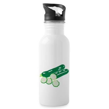 zucchini zucchinis g1 - Trinkflasche mit integriertem Trinkhalm - Weiß - Rechts