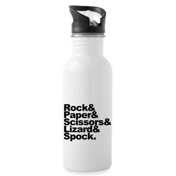 Rock Paper Scissors Lizard Spock - Water bottle with straw - white - Right