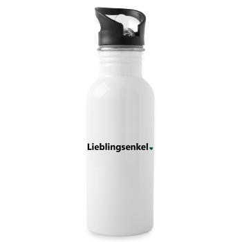 Lieblingsenkel bester Enkel Welt Spruch Geschenk - Trinkflasche mit integriertem Trinkhalm - Weiß - Rechts