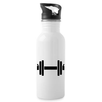Hantel - Trinkflasche mit integriertem Trinkhalm - Weiß - Rechts