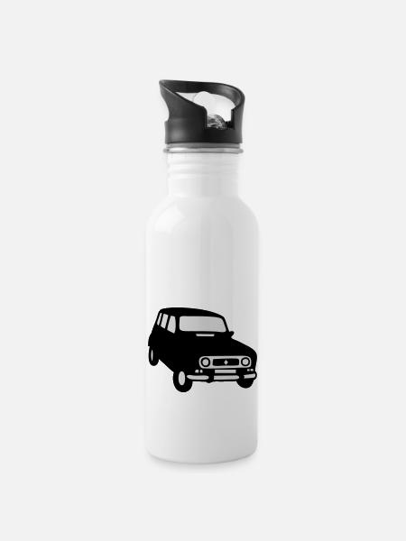 4l voiture de collection vintage - Gourde avec paille intégrée - blanc