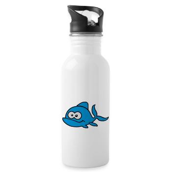 Sweet fish with bulging eyes. - Water bottle with straw - white - Right
