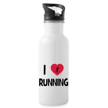 I Love Running - Water bottle with straw - white - Right