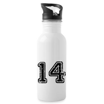 14 - Nummer - Trinkflasche mit integriertem Trinkhalm - Weiß - Rechts