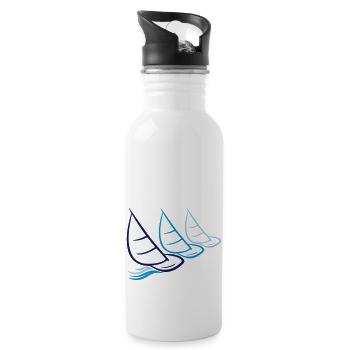 équipe club 3 hobby marins marins vagues bateau à voile - Gourde avec paille intégrée - blanc - Droite