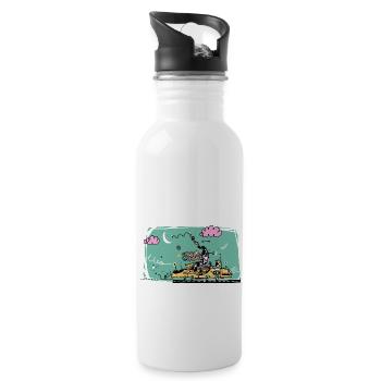 Schnelle Frau - Trinkflasche mit integriertem Trinkhalm - Weiß - Rechts