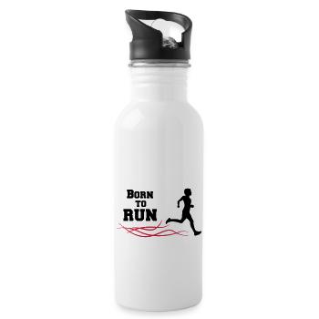 geboren um zu laufen - Trinkflasche mit integriertem Trinkhalm - Weiß - Rechts