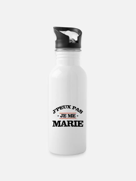 Je me marie evg cadeau - Gourde avec paille intégrée - blanc