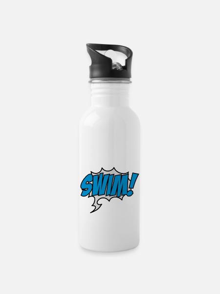 swim - Water bottle with straw - white