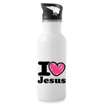 i Love Jesus_V1 - Gourde avec paille intégrée - blanc - Droite