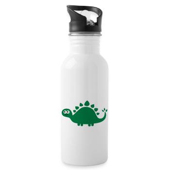 Funny cute dinosaur - Water bottle with straw - white - Right