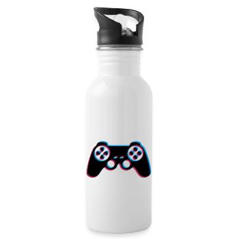 3d controller design logo clip art cool gamer zocke - Water bottle with straw - white - Right