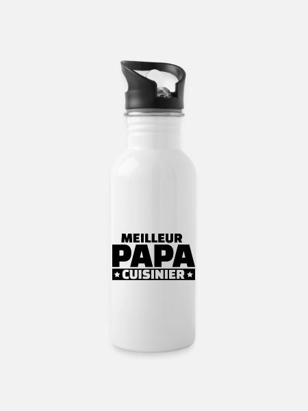 Meilleur papa cuisinier - Gourde avec paille intégrée - blanc
