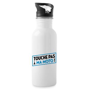 Moto / Motard / Motarde / Biker / Stunt / Cross - Gourde avec paille intégrée - blanc - Droite