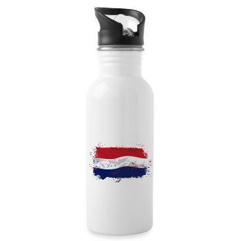 Holland Flag - Trinkflasche mit integriertem Trinkhalm - Weiß - Rechts