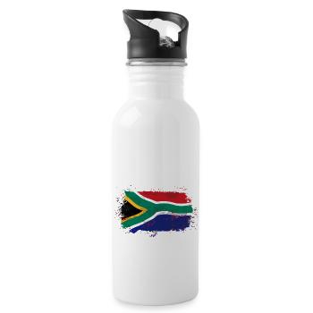 South Africa Flag - Trinkflasche mit integriertem Trinkhalm - Weiß - Rechts