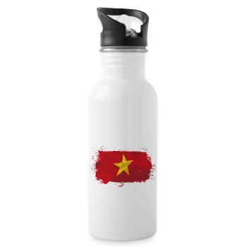 Vietnam Flag - Trinkflasche mit integriertem Trinkhalm - Weiß - Rechts
