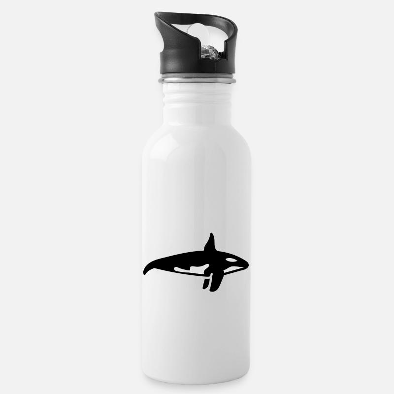 Wal - Trinkflasche mit integriertem Trinkhalm - Weiß