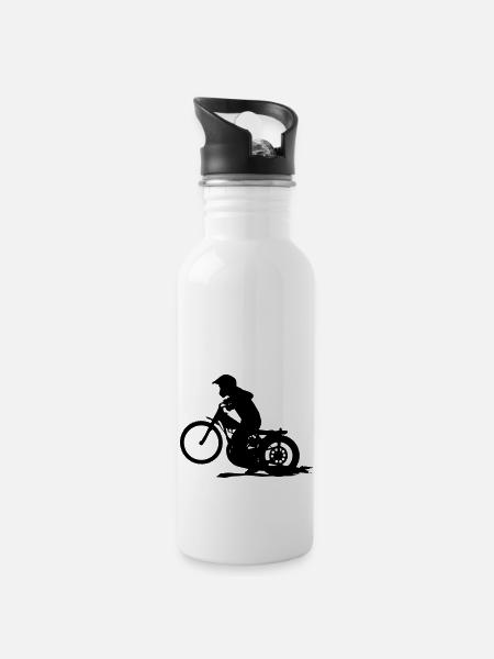 Speedway - Water bottle with straw - white