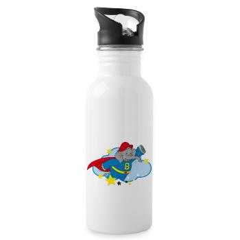 Benjamin Blümchen Superheld mit Cape - Trinkflasche mit integriertem Trinkhalm - Weiß - Rechts