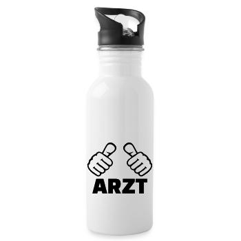 Arzt - Trinkflasche mit integriertem Trinkhalm - Weiß - Rechts