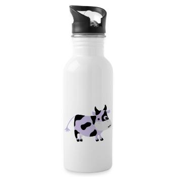 Lustige Kuh Luise - Bauernhof - Trinkflasche mit integriertem Trinkhalm - Weiß - Rechts