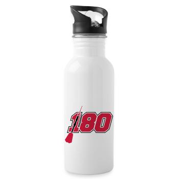 treffer 180 punkte logo silhouette dart pfeil dart - Trinkflasche mit integriertem Trinkhalm - Weiß - Rechts