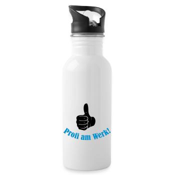 profi_am_werk_2 - Trinkflasche mit integriertem Trinkhalm - Weiß - Rechts