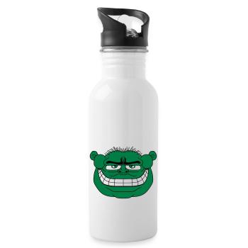 monster gesicht lustig oger ork troll knom horror - Trinkflasche mit integriertem Trinkhalm - Weiß - Rechts