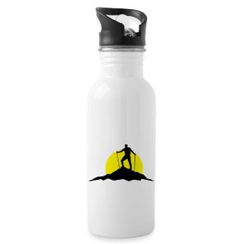 Sport - Berge Wanderer - Trinkflasche mit integriertem Trinkhalm - Weiß - Rechts