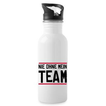 nie ohne mein team - Trinkflasche mit integriertem Trinkhalm - Weiß - Rechts