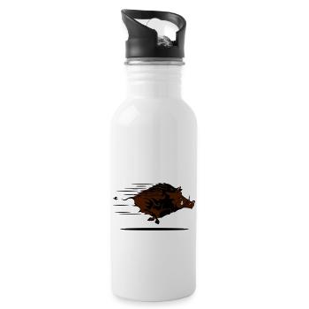 wild boar - Water bottle with straw - white - Right