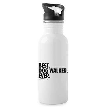 Best dog walker ever period bold text - Water bottle with straw - white - Right