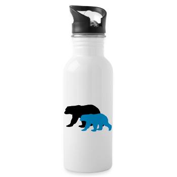 bears silhouettes - Trinkflasche mit integriertem Trinkhalm - Weiß - Rechts