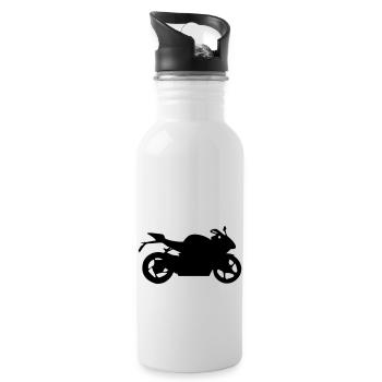 motorrad silhouette - Trinkflasche mit integriertem Trinkhalm - Weiß - Rechts