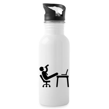 arbeiten job mitarbeiter lustig bier - Trinkflasche mit integriertem Trinkhalm - Weiß - Rechts