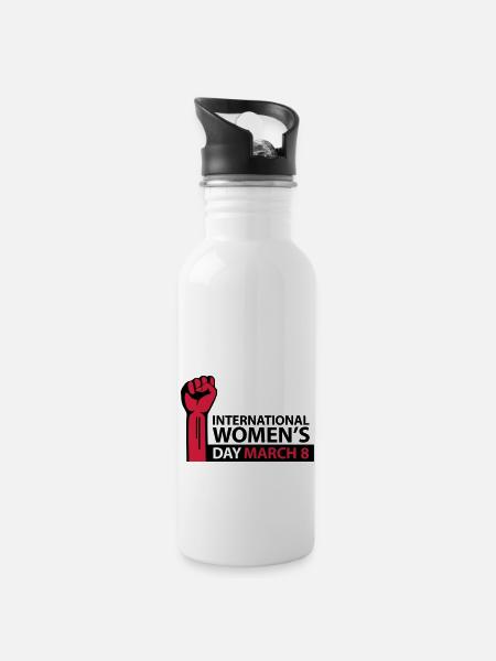 International Women's Day March 8 - Water bottle with straw - white