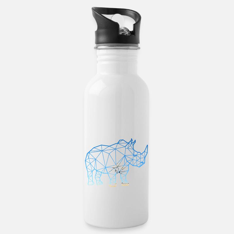 Rhinoceros in polygon style - Water bottle with straw - white