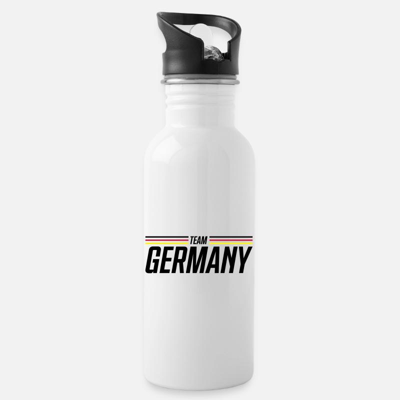 germany team - Trinkflasche mit integriertem Trinkhalm - Weiß
