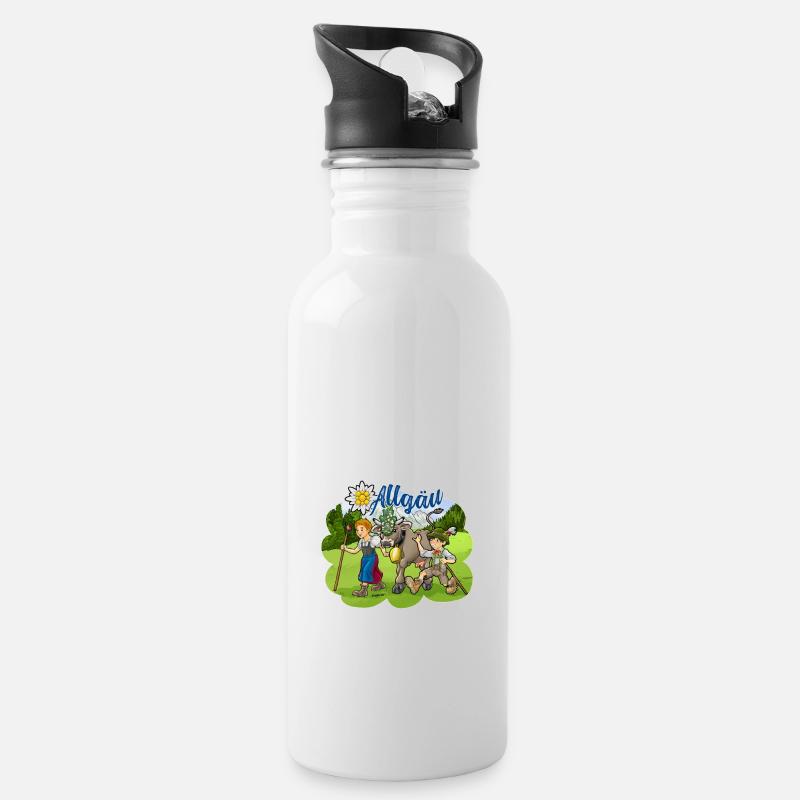 Allgäu - Trinkflasche mit integriertem Trinkhalm - Weiß