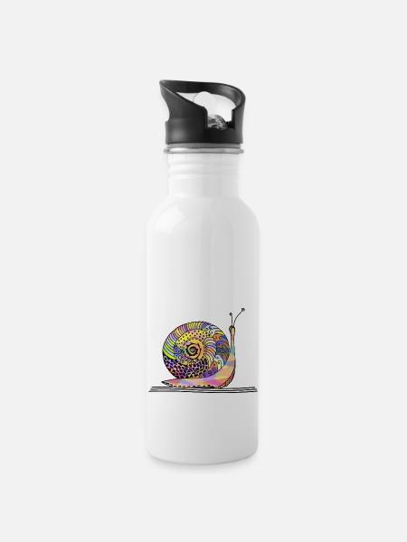 Schnecke - Trinkflasche mit integriertem Trinkhalm - Weiß